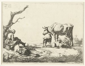 Shepherd and Shepherdess with Cattle by Adriaen van de Velde