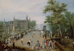 Jeu de Paume Game in Front of a Palace. Around 1614