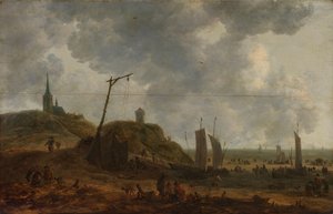 The Beach at Katwijk by Adriaen van der Kabel
