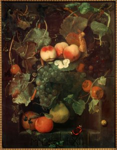 Fruit Still Life with Butterflies and Snails by Adriaen van der Spelt