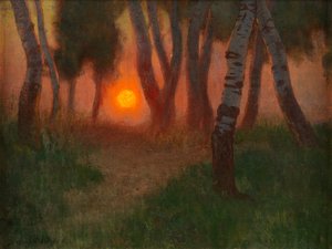 Sunset in a Wooded Landscape by Adrian Scott Stokes