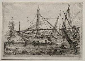 A Mediterranean Harbor by Adrian van der Cabel