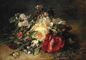 Still Life with Roses and Pansies