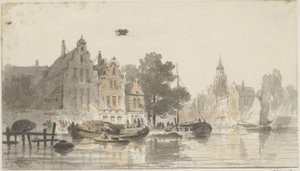 Cityscape with Canal by Adrianus Eversen