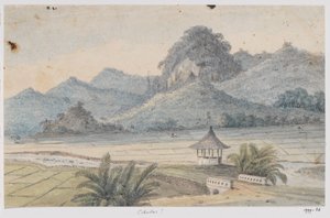 Landscape near Cibodas with Bridge and Pavilion, West Java