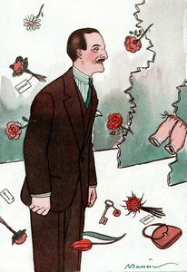 Cartoon depicting the French comedian Victor Boucher - Drawing by Adrien Barrere from Fantasio