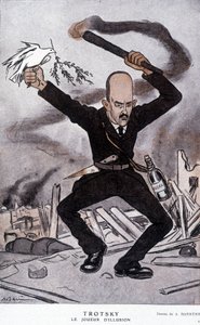Leon Trotsky (Trotsky) (1879-1940), the illusion player - cartoon by Adrien Barrere