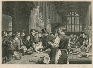 Distributing food to the poor at Guildhall after the Lord Mayor