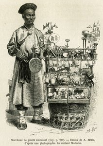 The Toy Dealer at the Oriental Flower Gate of the Imperial Palace in Pekin (engraving after A. Marie