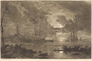 Harbor by Moonlight by Adrien Manglard