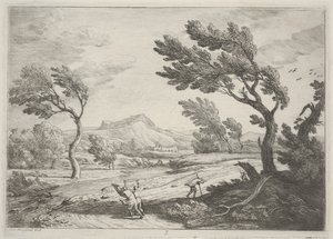 Landscape with Travelers in a High Wind by Adrien Manglard