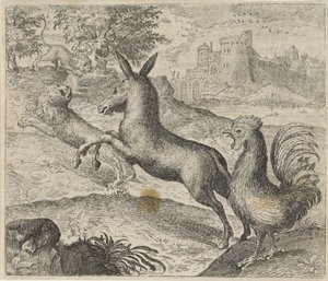 Fable of the Lion, Donkey, and Rooster