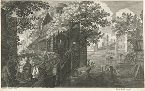 Gondolas on a Canal by Egidius  Sadeler (II)