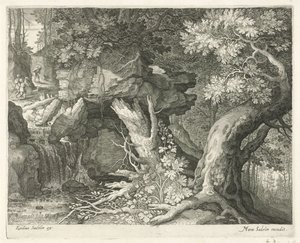 Travelers Above a Waterfall by Egidius  Sadeler (II)