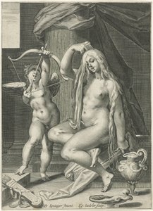 Venus Combing Her Hair by Egidius  Sadeler (II)