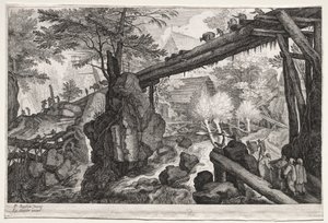 Landscape with Log Bridge over Cataract by Aegidius Sadeler