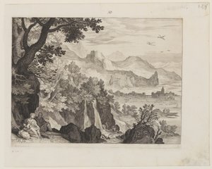 Mountainous Landscape with The Rest on the Flight into Egypt by Aegidius Sadeler II