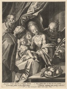 The Holy Family with Saint Anne and Two Angels by Aegidius Sadeler II, after Hans von Aachen
