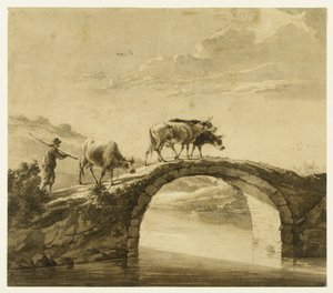 Three Cows on a Bridge (Lugt 16) by Aelbert Cuyp