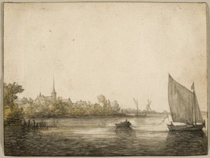 View of IJsselmonde Seen Across the New Maas by Aelbert Cuyp