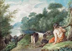 Shepherdess With Goats In a Landscape With a Lake by Aert Schouman