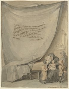 Widow with Four Children by a Coffin by Aert Schouman