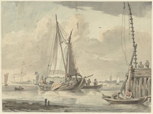 Sailing Ships on the River near Dordrecht by Aert Schouman