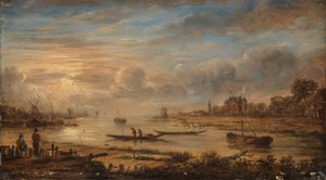 River View at Sunrise by Aert van der Neer (copy after)