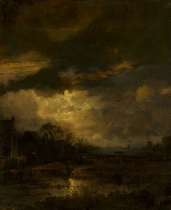 Landscape at Sunset by Aert van der Neer