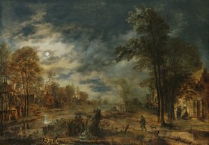 Moonlit Landscape with a Village