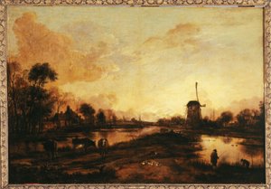 Sunset on the Yssel, ca. 1645 by Aert van der Neer