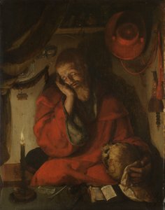 Saint Jerome in His Study by Candlelight by Aertgen Claesz van Leyden (attributed to)
