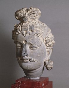 Head of a Bodhisattva, Greco-Buddhist style, from Buner, 2nd century