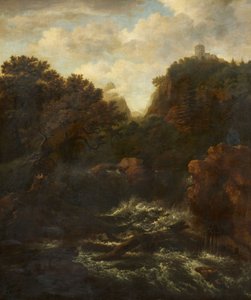 Mountain landscape with waterfall