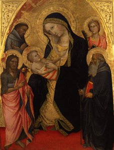 Mary with the Child and Saints John the Baptist, Francis, Antonius Abbas and a Female Martyr by Agnolo Gaddi