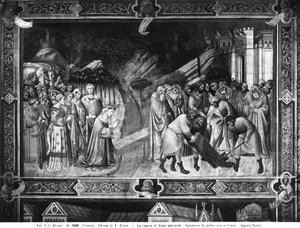Queen of Sheba Adoring the Cross and Solomon Burying one of the Beams of the Cross by Agnolo Gaddi