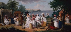 A Negroes Dance in the Island of Dominica, Fort Young beyond