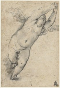 Flying Putto with Raised Arms