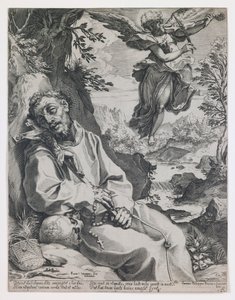 Saint Francis Consoled by the Musical Angel by Agostino Carracci