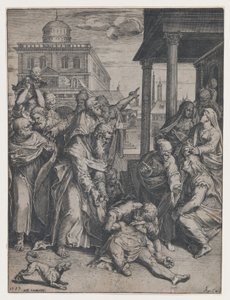Saint Paul Raising Patroclus Surrounded by a Group of Onlookers