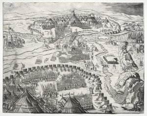 The Position and Camp of the Armies of Charles V and Soliman II, 1532 by Agostino Musi