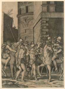 A Roman Emperor Meeting a Soldier by Agostino Veneziano
