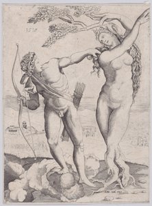 Apollo and Daphne, Dated 1518 by Agostino Veneziano