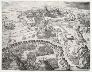 The Position and Camp of the Armies of Charles V and Soliman II by Agostino Veneziano