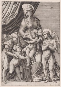 The Virgin, the Infant Christ, Infant Saint John, and Two Angels by Agostino Veneziano