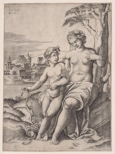Venus and Eros by Agostino Veneziano