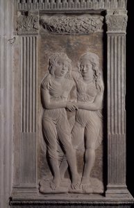 Gemini Represented by the Twins, from a Series of Reliefs Depicting the Planetary Symbols and Signs of the Zodiac, c.1450 by Agostino di Duccio