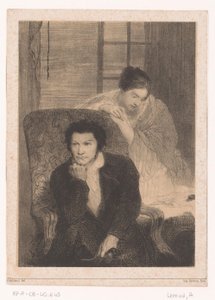 Man in Armchair with Woman by Open Window by Aimé de Lemud