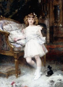 Portrait of Janine Potin with a Kitten by Aimé Nicolas Morot