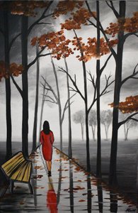 Autumn Path Red Dress by Aisha Haider